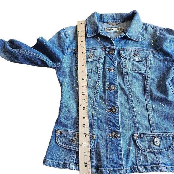 Allen B. Schwartz vintage womens Sz M rare Rhinestone jean jacket - Picture 6 of 8